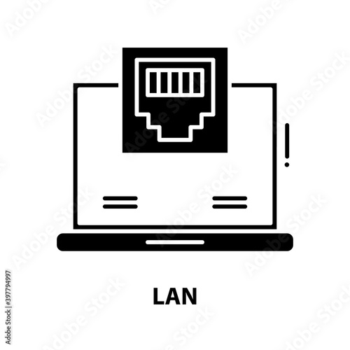 lan symbol icon, black vector sign with editable strokes, concept illustration