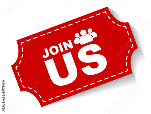 red vector illustration banner join us