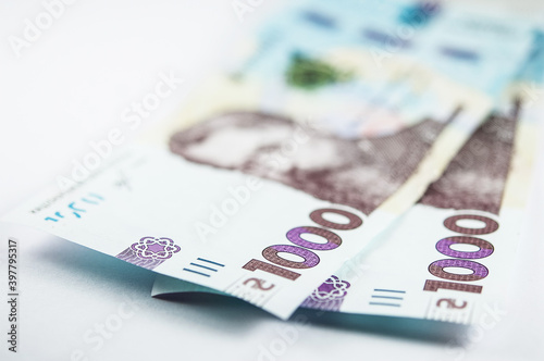 Ukrainian 1000 bills bills background