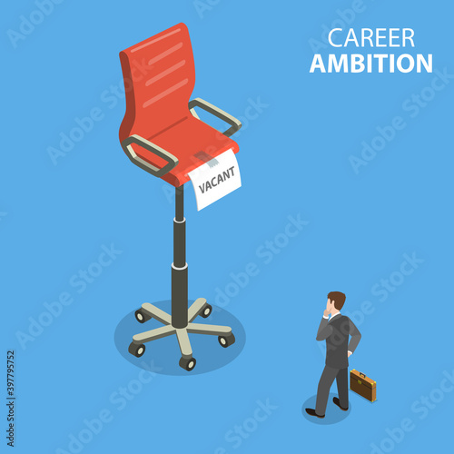 3D Isometric Flat Vector Conceptual Illustration of Career Ambition, Personal Growth and Success.
