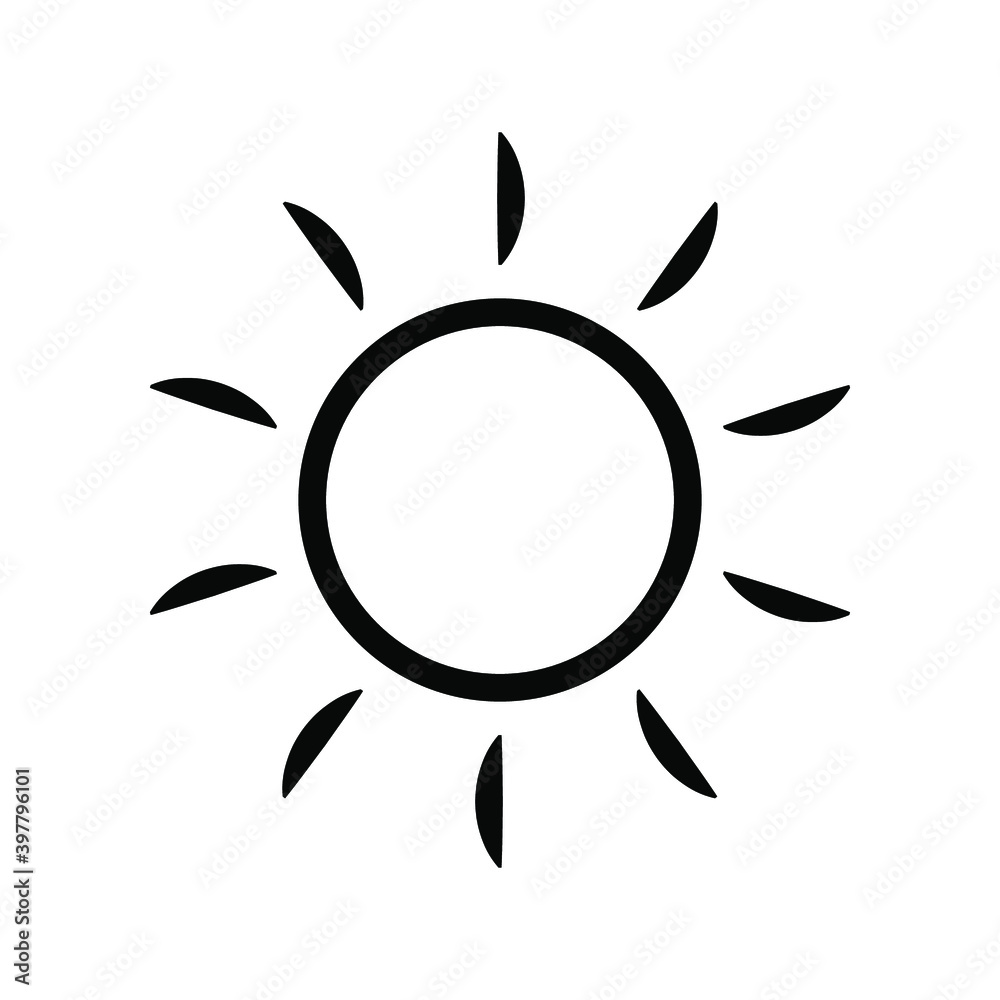 Sun vector icon. Sun illustration on white background. editable colors