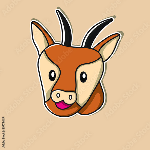 cute kawaii antelope head face illustrations, suitable for use as stickers, children's illustrations and more