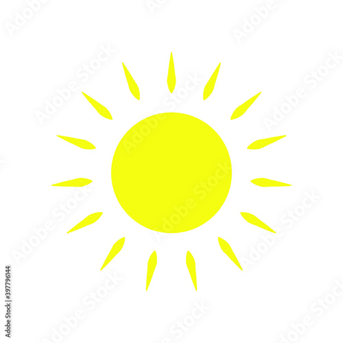 Sun vector icon. Sun illustration on white background. editable colors