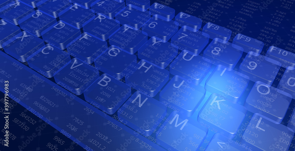 Obraz premium 透明なキーボード、数字バック