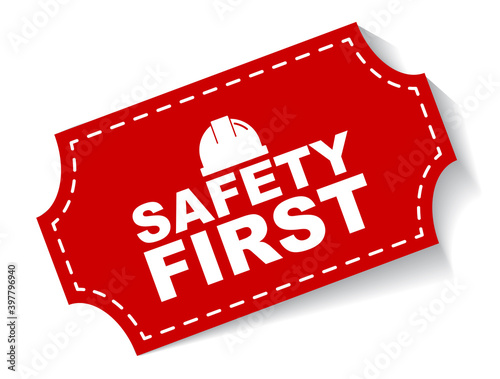 red vector illustration banner safety first