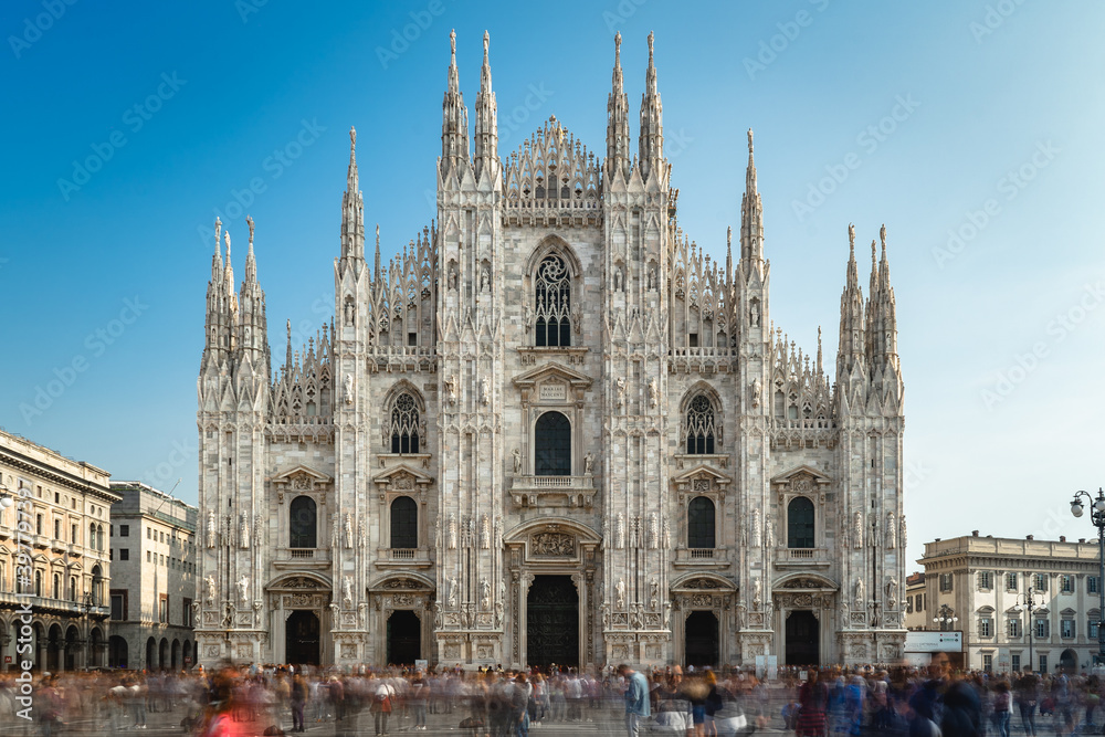 Piazza del Duomo is a square which is the touristic heart of Milan with iconic sights of Duomo di Milano (cathedral) and Galleria Vittorio Emanuele II - the historic shopping mall (20 Oct 2018)