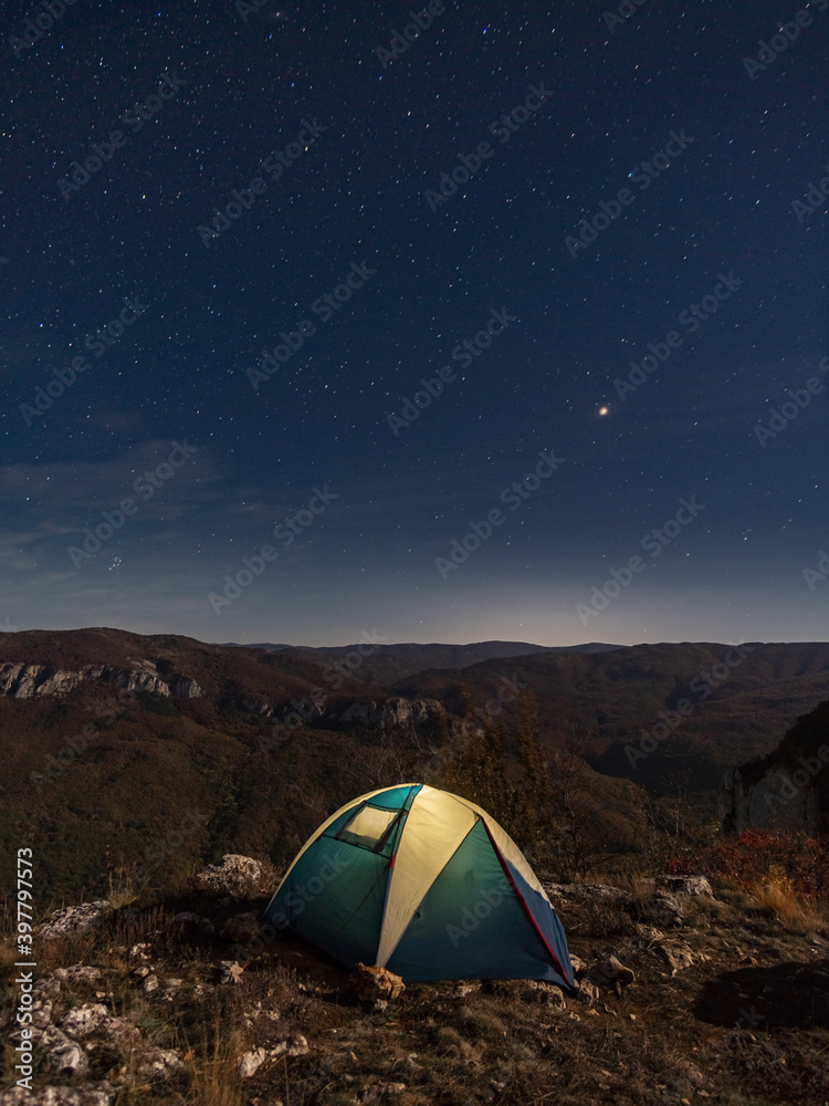 Tourist camp at the top of the mountain