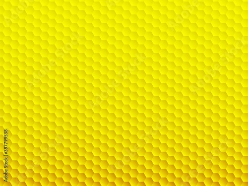 六角形の模様が並ぶ黄色の抽象背景イラスト