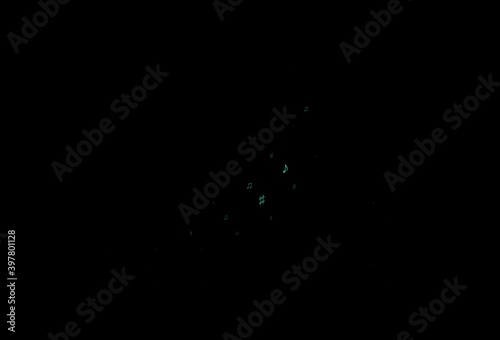 Dark Green vector template with musical symbols. © Dmitry