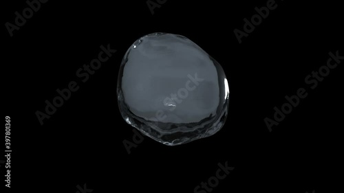 A drop of water falling, glittering crystal clear raindrop, teardrop, with Alpha channel, realistic 3D rendering animation
