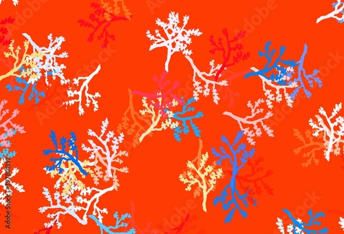 Light Blue  Red vector doodle template with branches.