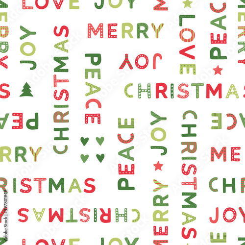 Lovely hand drawn letters  Merry Christmas   creative words  seamless pattern  great for banners  wallpapers  textiles  wrapping - vector design