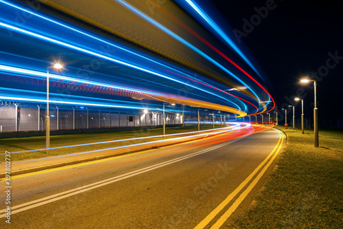 Light trails of traffic at night