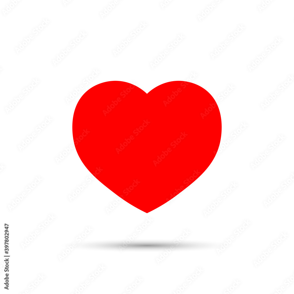 Heart icon, flat graphic design template, love sign, Valentines Day symbol, vector illustration