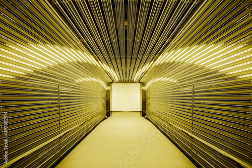 Fototapeta Naklejka Na Ścianę i Meble -  Interior view of modern futuristic tunnel. Building abstract background
