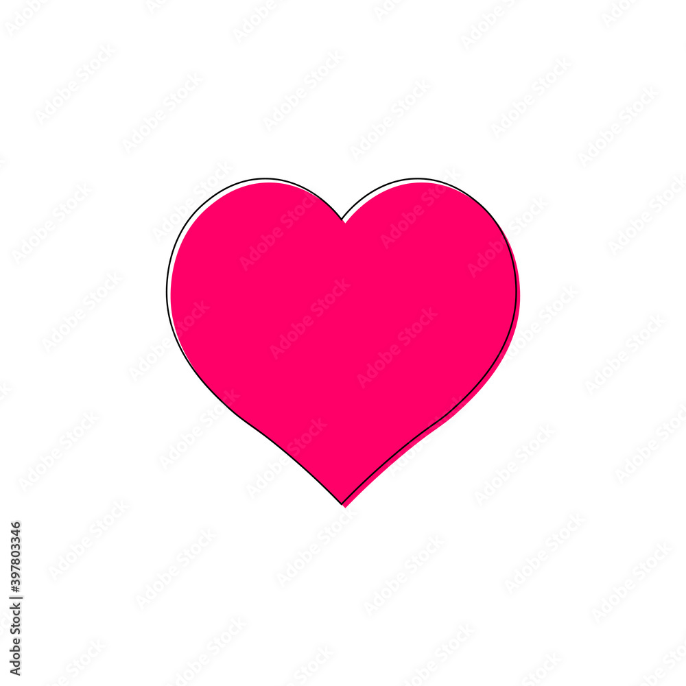 Heart icon, flat graphic design template, love sign, Valentines Day symbol, vector illustration