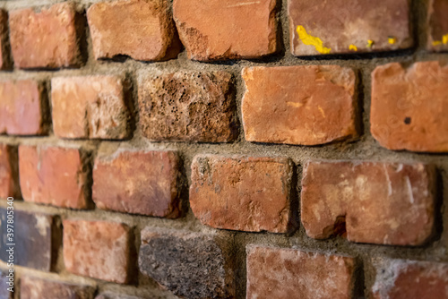 Old Red Brick Wall, Close up