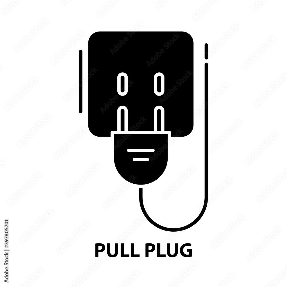 pull plug symbol icon, black vector sign with editable strokes, concept illustration pull plug symbol icon, black vector sign with editable strokes, concept illustration