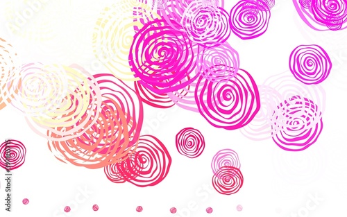 Light Pink  Yellow vector abstract design with roses.