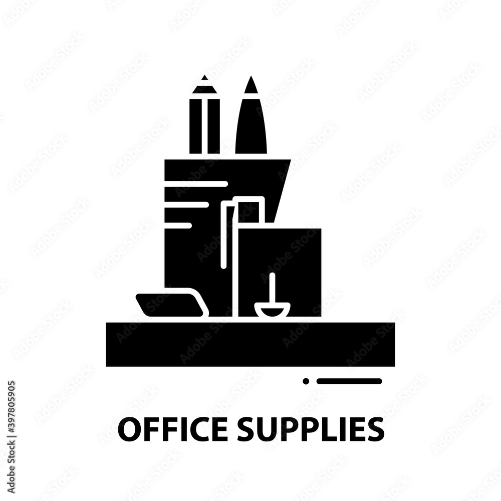 office supplies symbol icon, black vector sign with editable strokes, concept illustration
