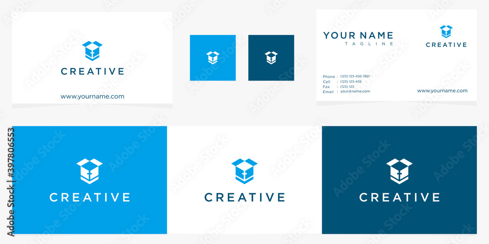creative simple of cross box icon logo business card template creative simple of cross box icon logo business card template
