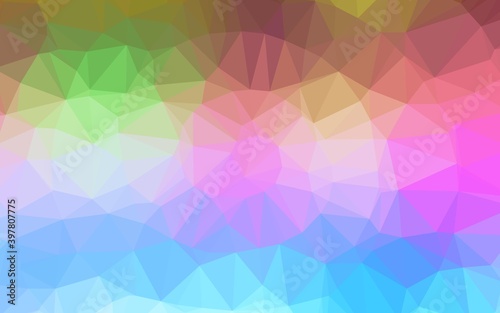 Light Multicolor  Rainbow vector blurry triangle pattern.