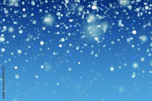 Magical snowfall for Christmas and New Year 2021
Small pollen on a blue background creates a realistic picture of snow
Vector illustration.