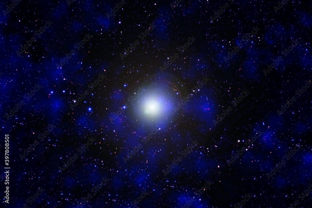 Naklejka premium Blue galaxy in deep space. Elements of this image were furnished by NASA.