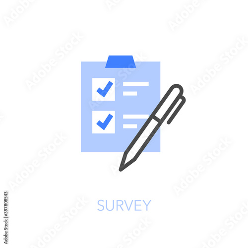Survey symbol with a pen and checklist. Easy to use for your website or presentation.