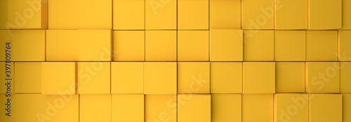 Modern yellow cubes background, 3d rendering