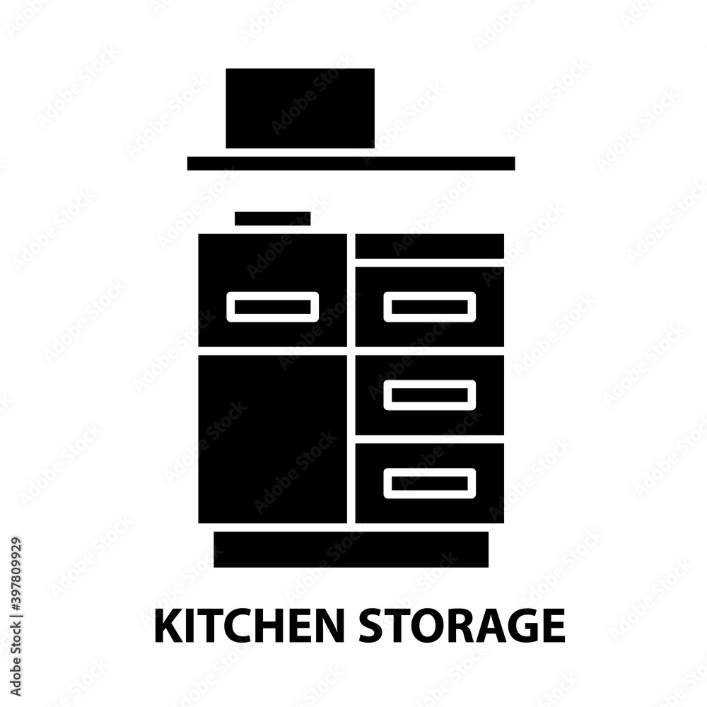 kitchen storage icon, black vector sign with editable strokes, concept illustration kitchen storage icon, black vector sign with editable strokes, concept illustration