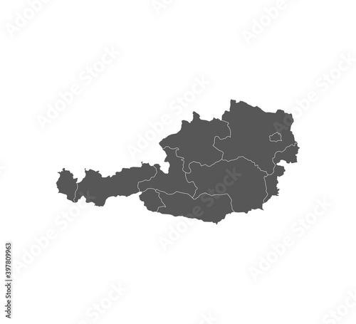 Austria map, states border map. Vector illustration.