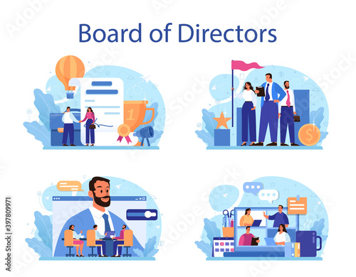 Directors board concept set. Business planning and development