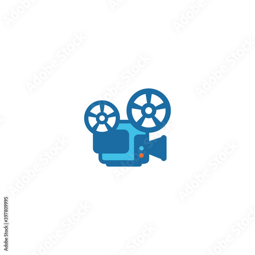 Cinema camera vector isolated icon illustration. Cinema camera icon