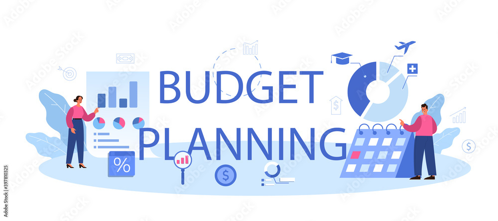 Budget planning typographic header. Idea of financial planning Budget planning typographic header. Idea of financial planning