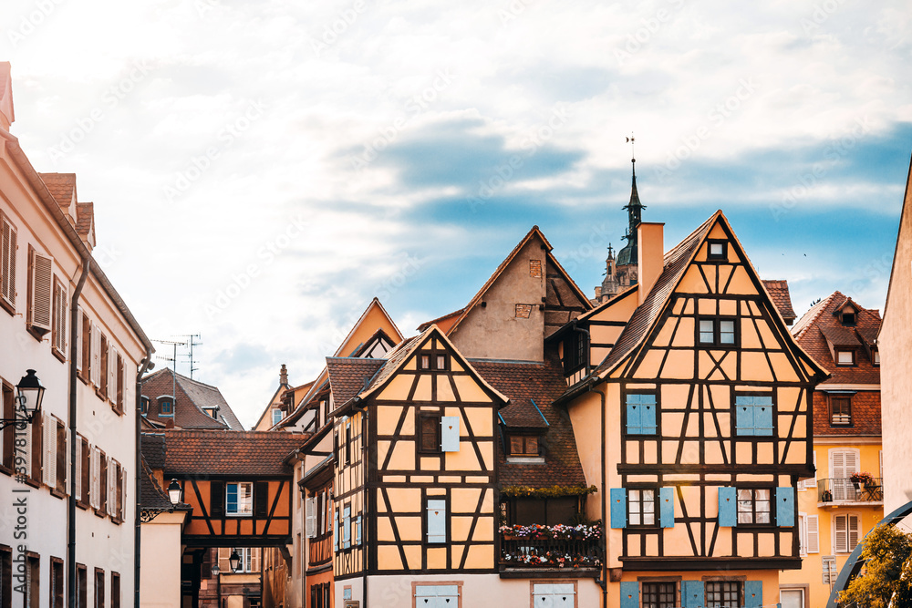 Street view of Traditional houses in La Petite France, Strasbourg, Alsace, France