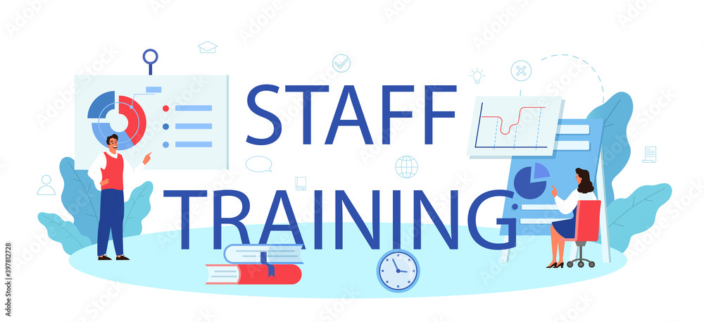 Staff training typographic header. Business personnel management Staff training typographic header. Business personnel management
