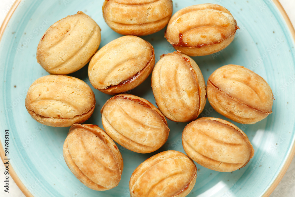 Sweet national Russian cookies - nuts with condensed milk.