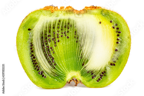 one ugly kiwi mutant fruit isolated on white background, cutted photo