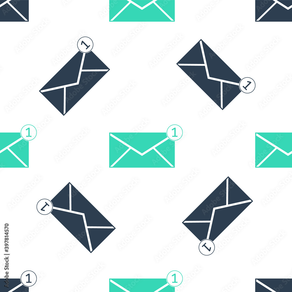 Green Envelope icon isolated seamless pattern on white background. Received message concept. New, email incoming message, sms. Mail delivery service. Vector. Green Envelope icon isolated seamless pattern on white background. Received message concept. New, email incoming message, sms. Mail delivery service. Vector.