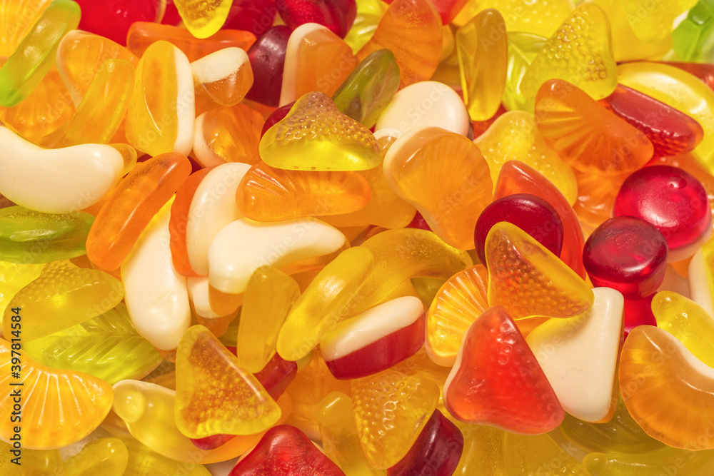 Assorted tasty gummy candies.
