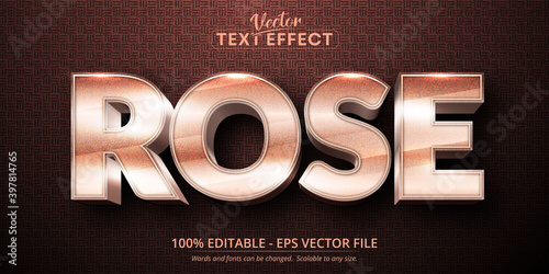 Rose text, shiny rose gold style editable text effect