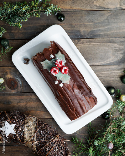 Yule log cake, Christmas buche de Noel