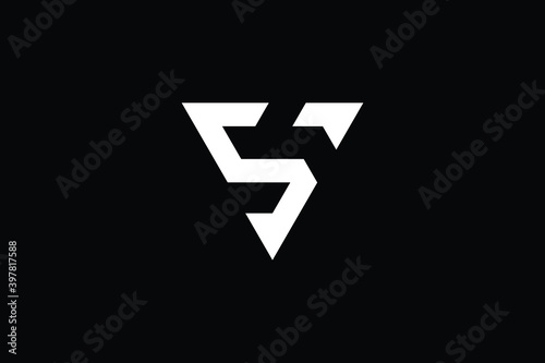 SV logo letter design on luxury background. VS logo monogram initials letter concept. SV icon logo design. VS elegant and Professional letter icon design on black background. S V VS SV