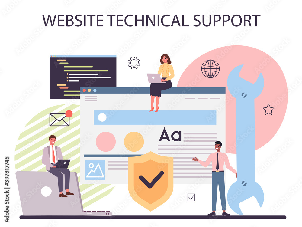 Website technical support concept. Idea of web page diagnostic