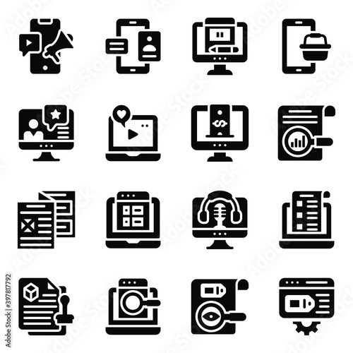 
Digital Campaign Solid Icons Set 

