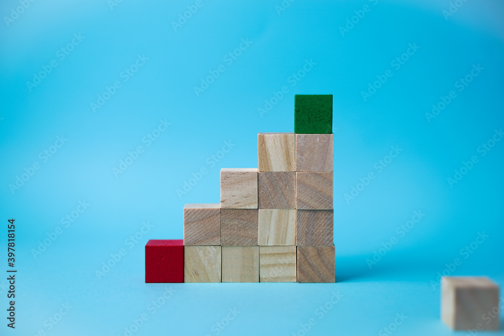 wooden cube stacking as stair step shape, mock up for create symbol or logo, business growth and management concept wooden cube stacking as stair step shape, mock up for create symbol or logo, business growth and management concept