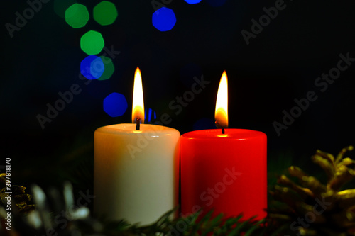 christmas candles on a black background