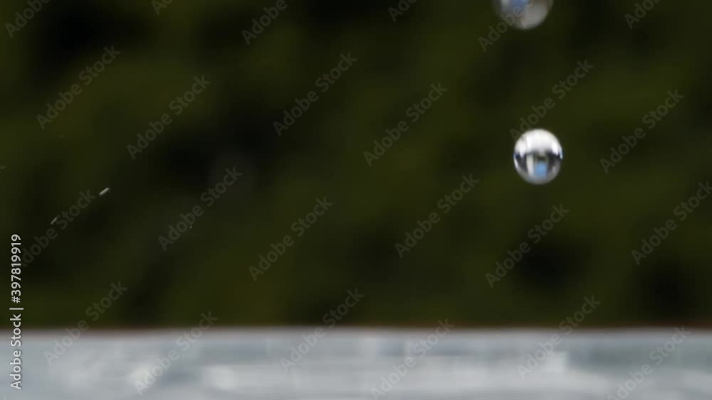 Multiple water drops fall and bounce on a liquid surface in slow motion Multiple water drops fall and bounce on a liquid surface in slow motion