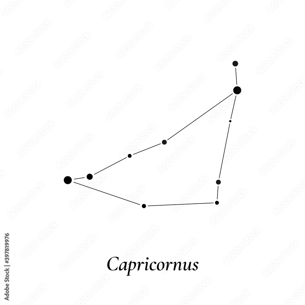 Capricornus sign. Stars map of zodiac constellation. Vector illustration Capricornus sign. Stars map of zodiac constellation. Vector illustration
